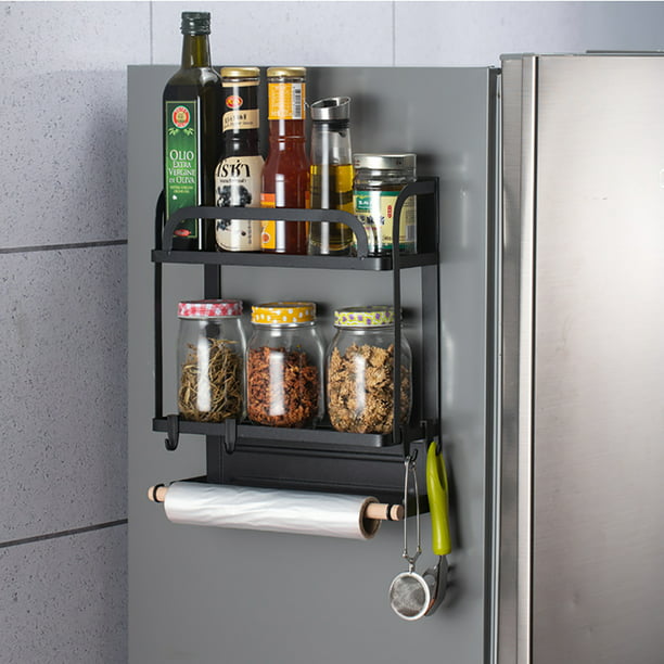 Magnetic Rack Organizer Spice Side Shelf Kitchen Fridge Storage Holder Tool